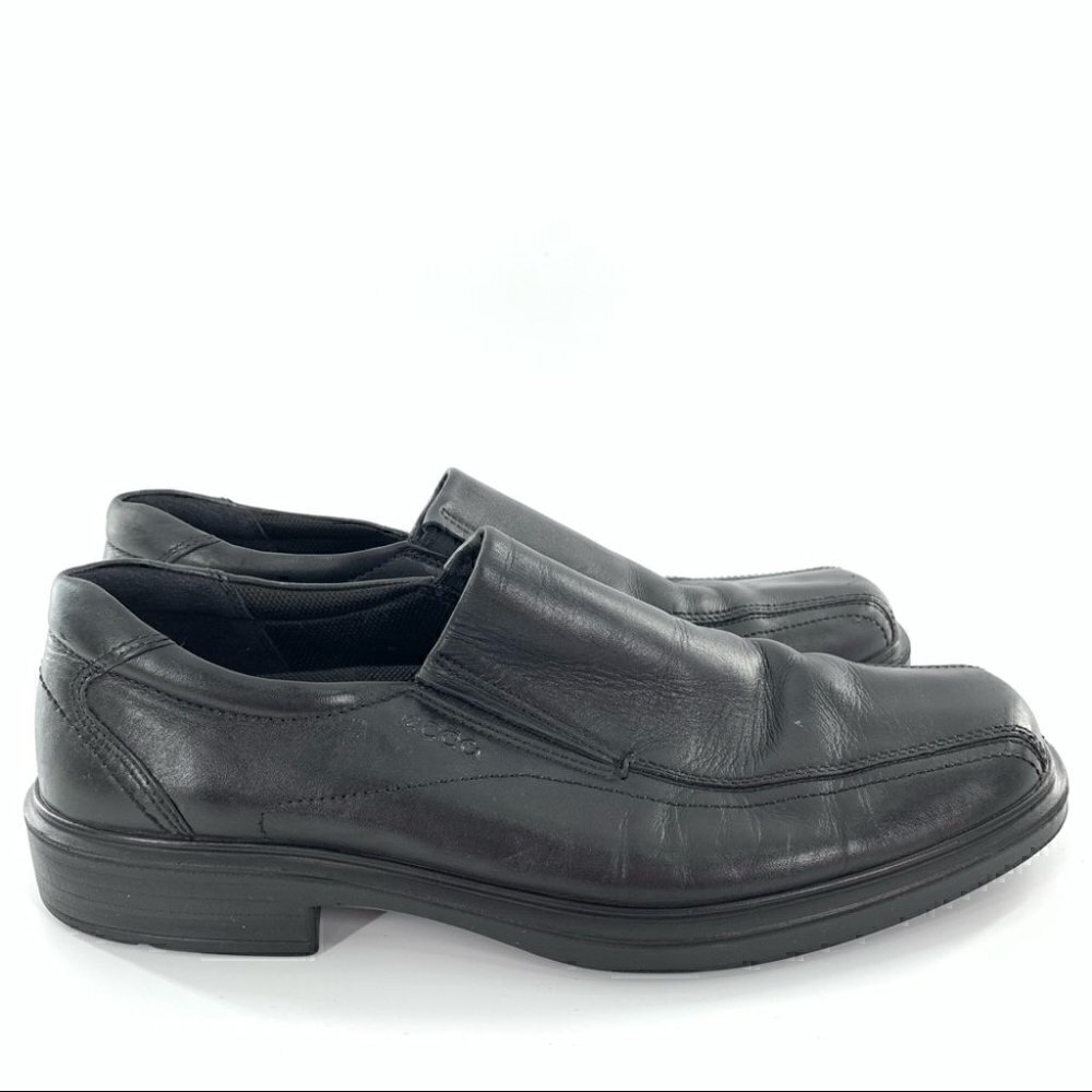 Ecco mens loafers size 45 11.5 black leather slip on comfort walking orthopedic